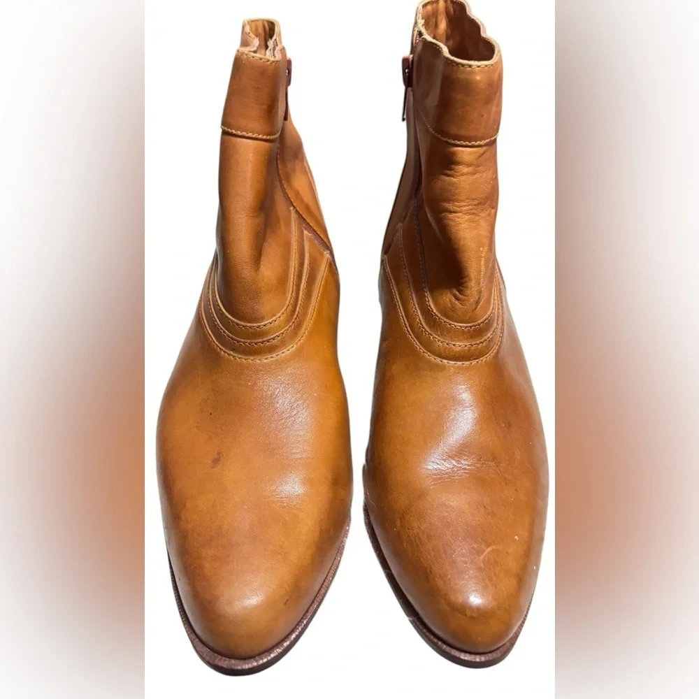 Thom Mcan Womens Brown Leather Ankle Boots mini heels